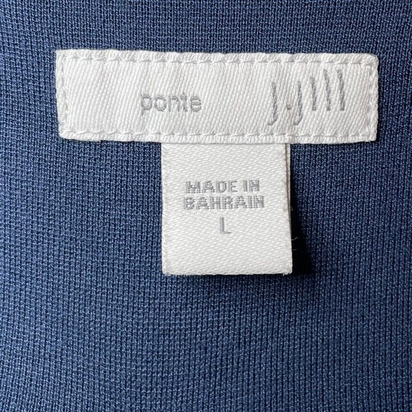 SOLD J Jill Ponte Dress Size Large Solid Navy Shift Knit 3/4 Sleeve Pockets S… - Picture 5 of 8